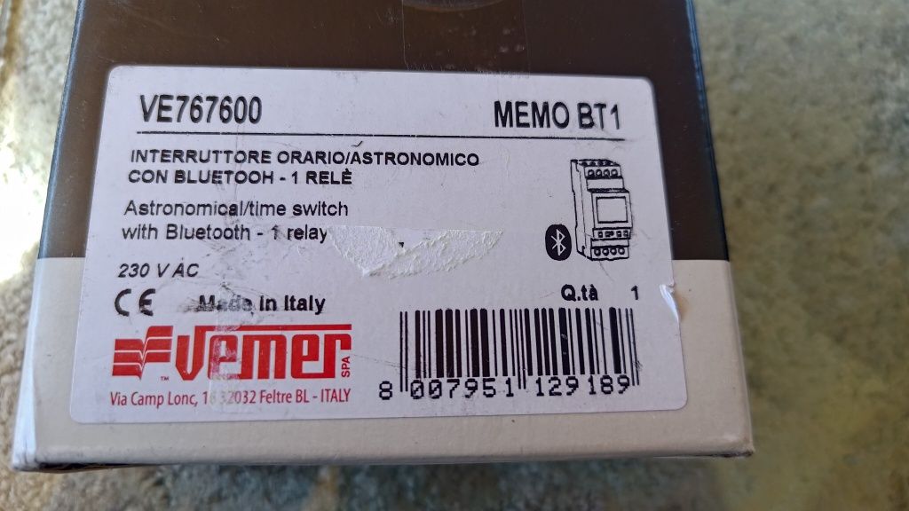 VEMER - Programator orar 2 canale Memo DW2, 2 relee, 230V AC