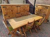 Set vechi masă scaune credențe din lemn de stejar masiv