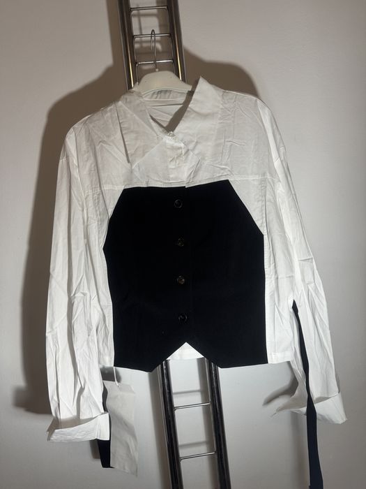 Bluza camasa cu top negeu din bumbac