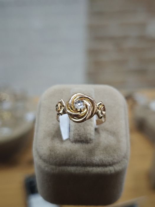 Inel vintage aur 18k 4.82gr  cu diamant natural rose cut(r)