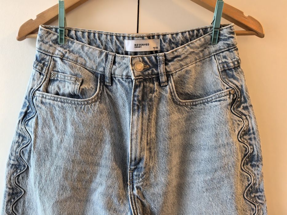 Blugi albaștri cu model pe picior, Reserved, măsura 38