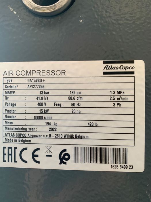 Compresor cu surub 15 kw Atlas Copco