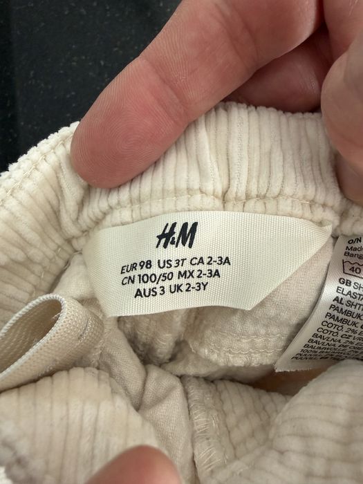 Pantaloni H&M raiati pentru fete 98 cm, 2-3 ani.