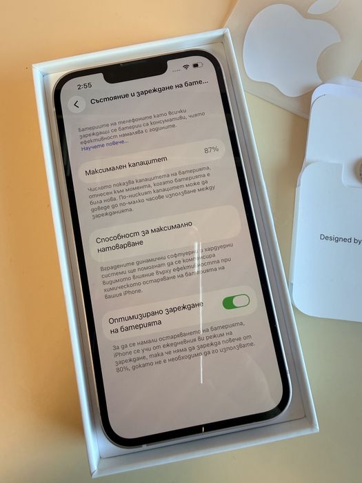 iPhone 13 128GB отлично състояние батерия 87 процента