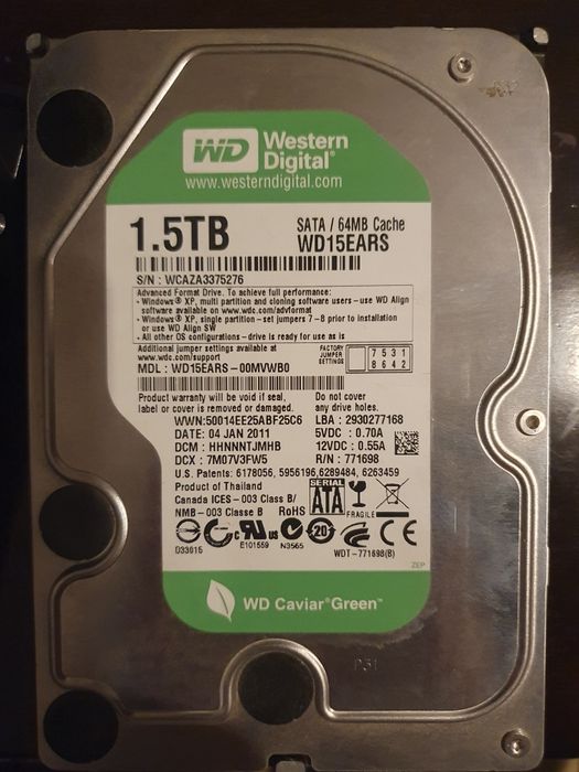 Хард диск Western digital 1.5 TB green