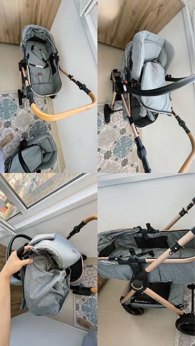 Почти все новый.Мы пользовали только 1 раз очень удобный коляска