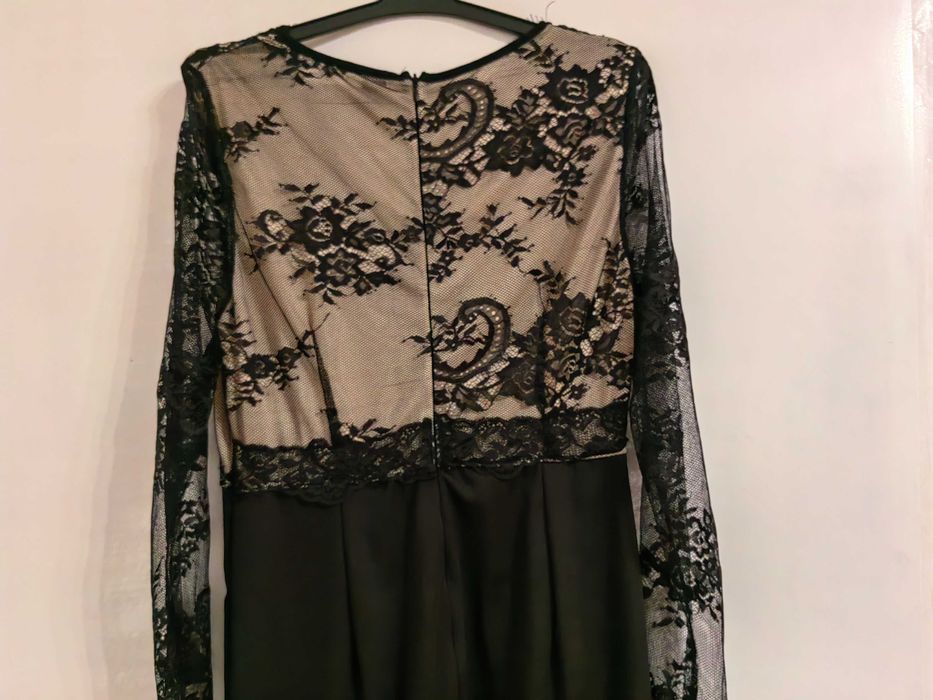 Дамски официален гащеризон с дантелени ръкави