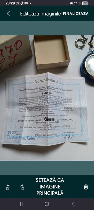 Ceas vechi Ruhla mecanic,de buzunar,anii 70,de colectie,păstrat ca Nou