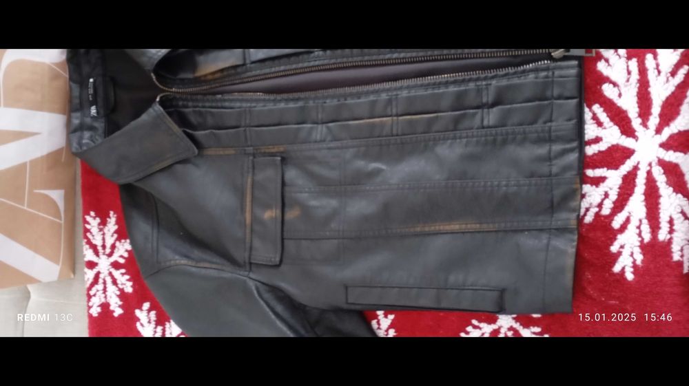 Geacă din imitație de piele ZARA