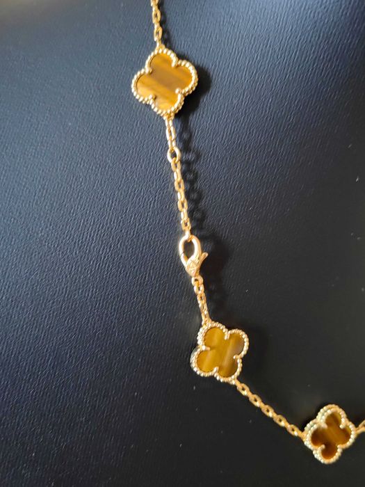 Златно дамско колие с 10 детелини от тигрово око, Van Cleef & Arpels