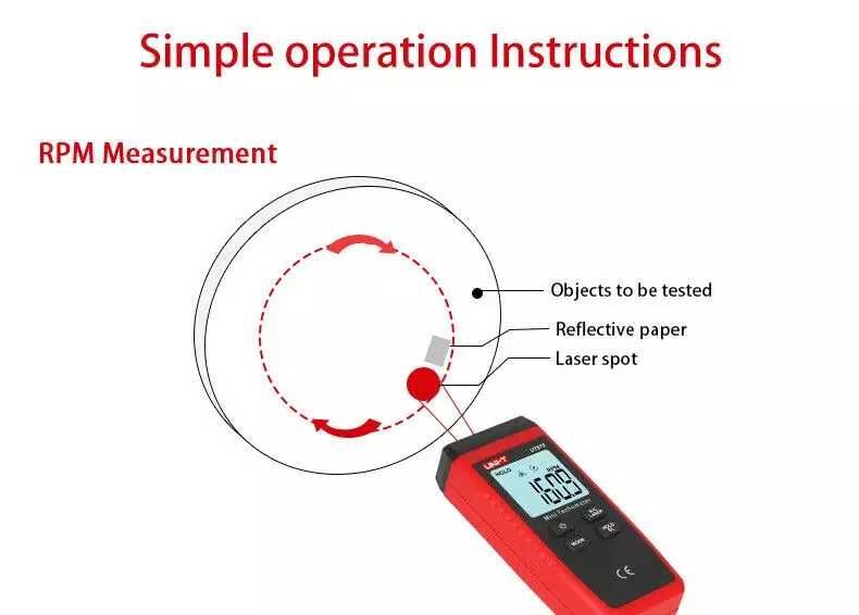 UNI-T  UT373 лазерен цифров оборотомер обортомер  10.0~99999RPM оборот