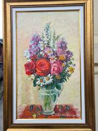 " Buchet de flori ", tablou minunat Maria Frânculescu,  cu ramă
