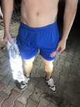 Blue shorts без забележка бели връзки
