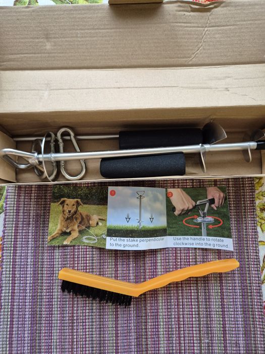 Метално преносимо колче за връзване на куче