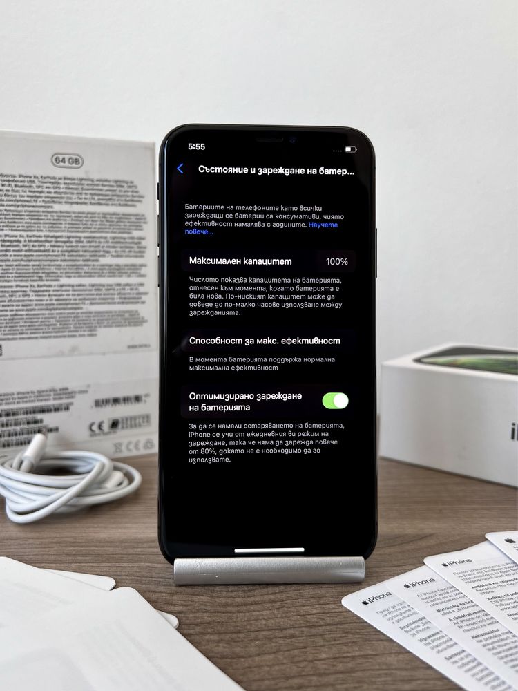 iPhone Xs, 64GB, Space Gray, КАТО НОВ, 100% батерия, ГАРАНЦИЯ!