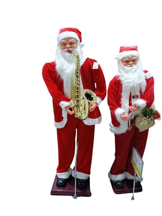 Figurina Moș Crăciun 150/180cm cu trompeta/săculeț, canta și danseaza