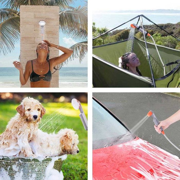 WOLFWILL преносим къмпинг душ с помпа и 2 USB батерии