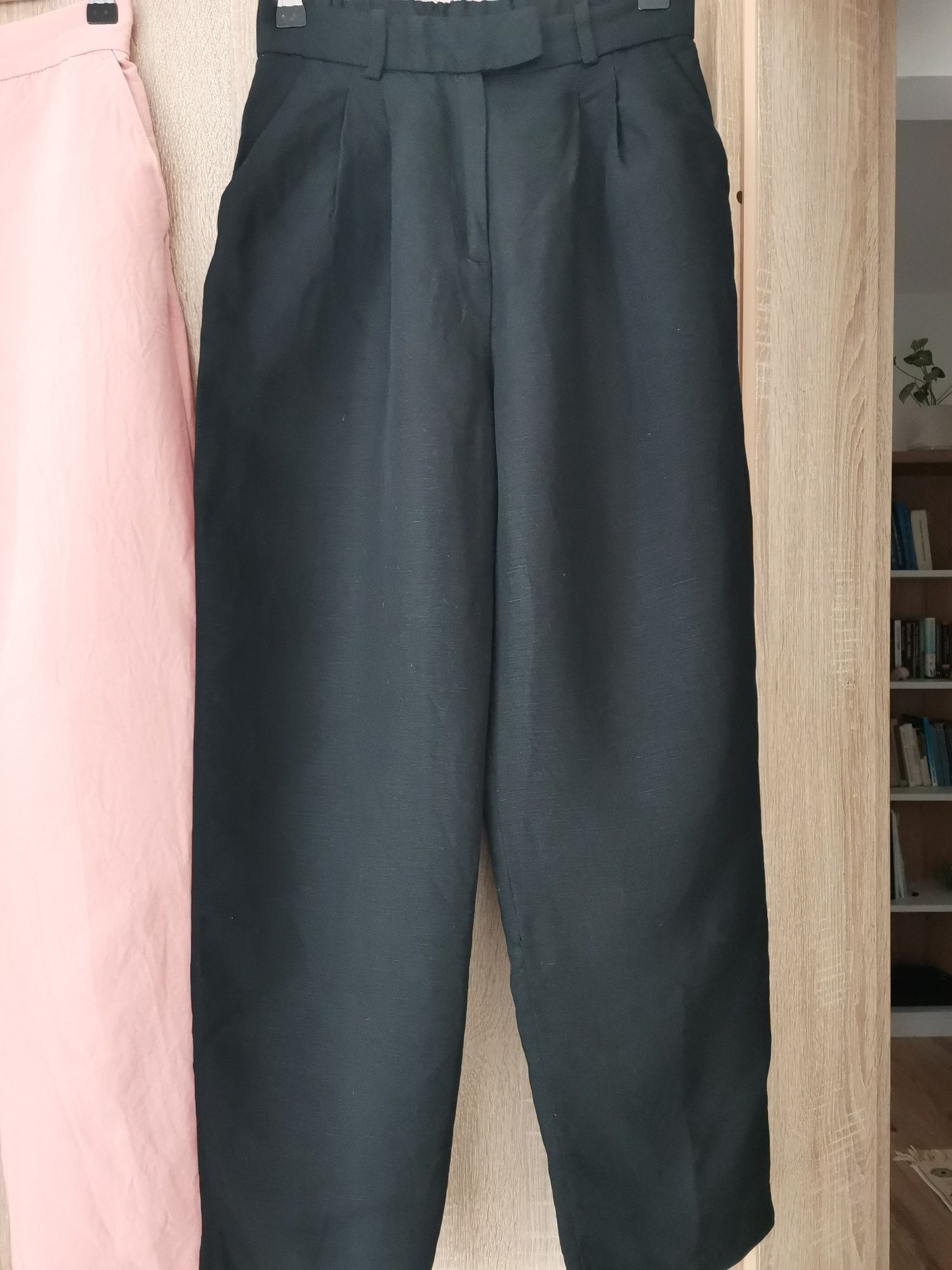 Monki H&M панталон лен, висока талия, широк крачол