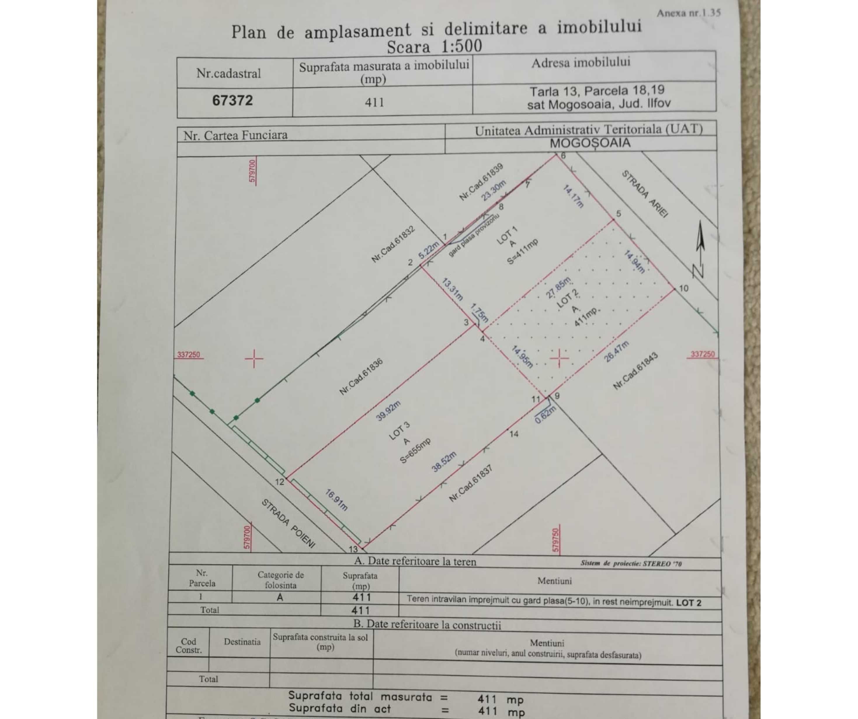 Teren 411 mp Mogoșoaia | Direct proprietar | Toate utilitățile