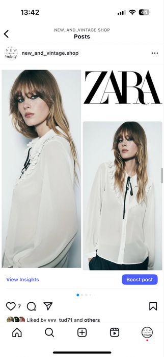 Camasa voal alba Zara guler funda lejera fluida