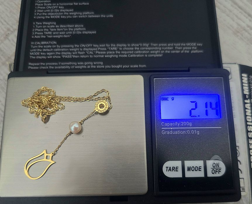 18к Златни гривна и герданче 750 с перла.