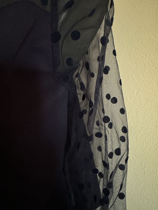 Rochie albastra scurta cu maneci transparente