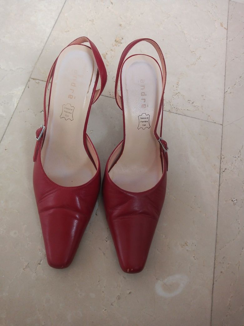 Pantof-sanda dama, roșu, piele 37