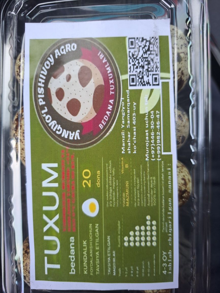 Bedana tuxumlari urug'langan va iste'mol uchun