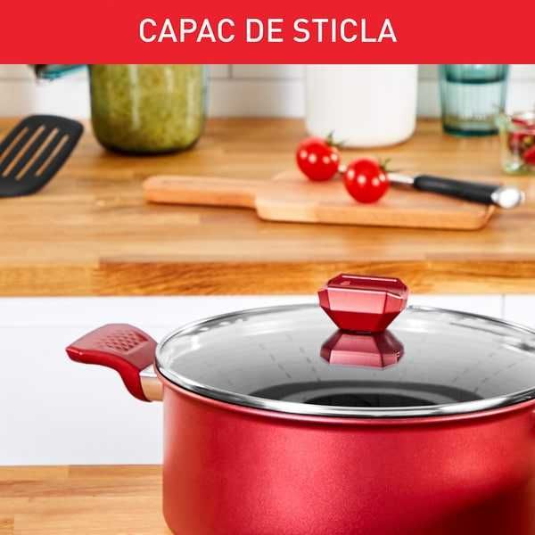 Oala TEFAL Daily Expert 24 cm cu Capac 4.7 litri Rosie Noua Sigilata