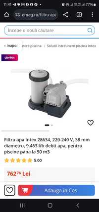 Filtru apa Intex 28634, 220-240 V, 38 mm diametru, 9.463 l/h debit apa