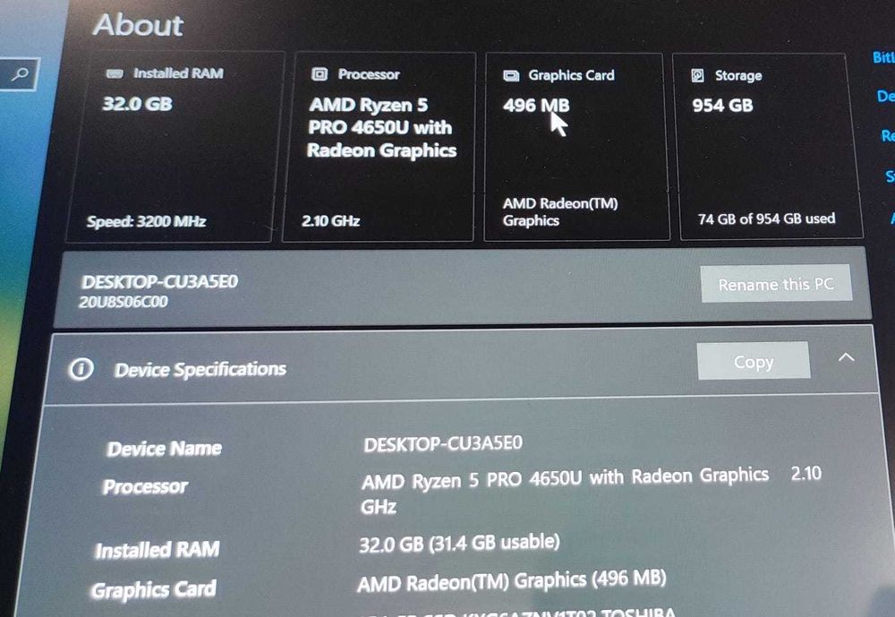 Lenovo Thinkpad L15 Ryzen 5 Pro 32Gb Ram 1Tb SSD Display 15.6