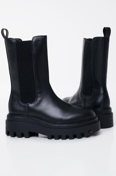 Дамски черни боти естествена кожа Calvin Klein Чисто Нови