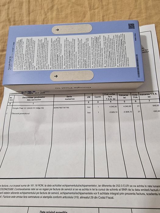 Google Pixel 10 Indigo 128 GB 5G 16 GB RAM sigilat cu garantie 24 de l