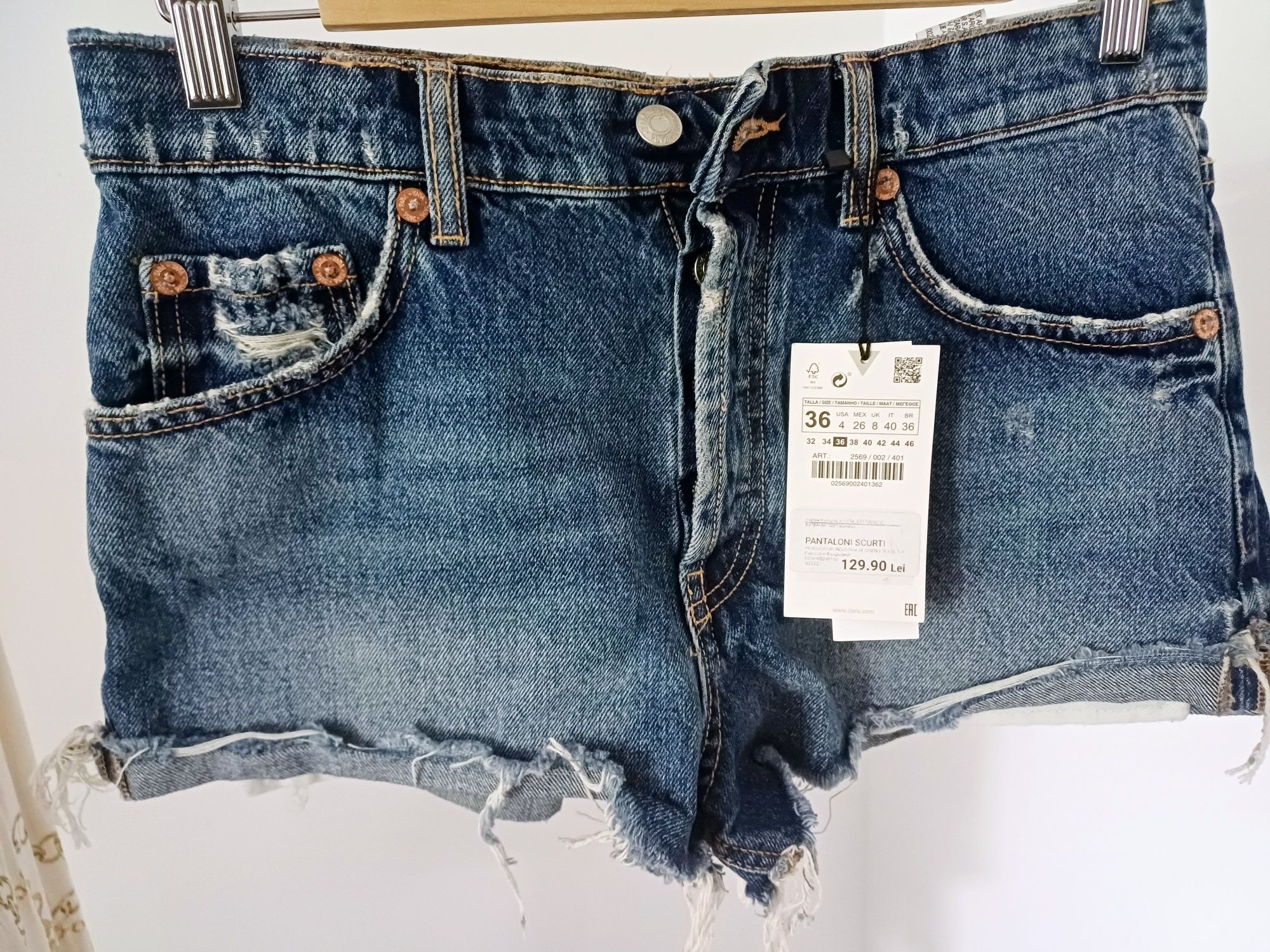 Pantaloni scurți blugi ZARA blue shorts jeans