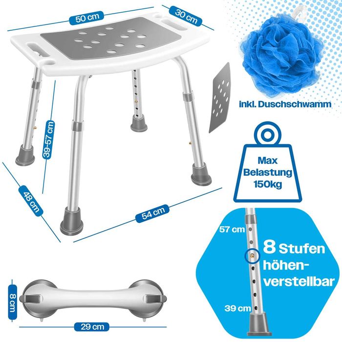 Регулируем стол за баня/душ с неплъзгащи се крака - НОВ