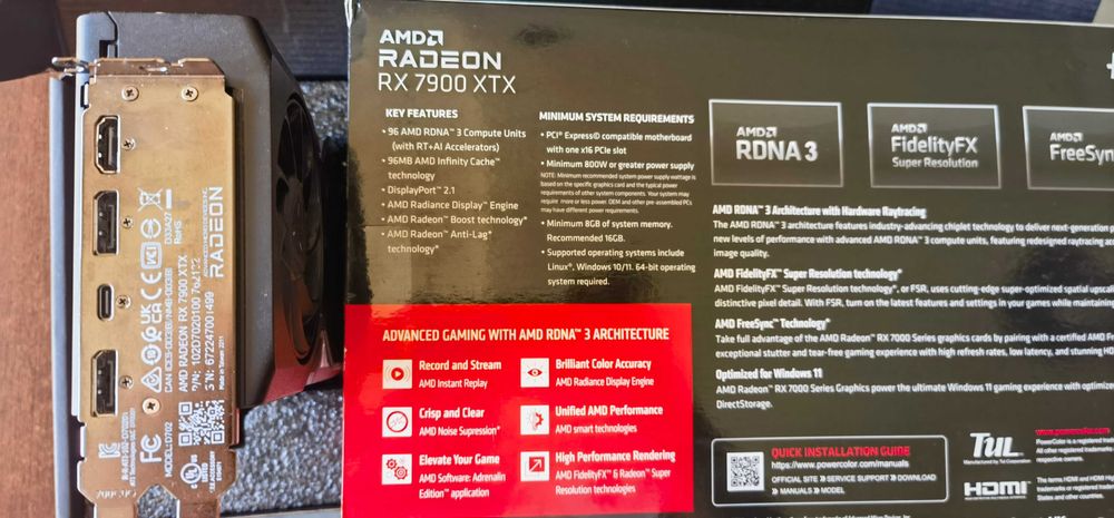 Placă video Radeon PowerColor 7900 XTX 24 GB