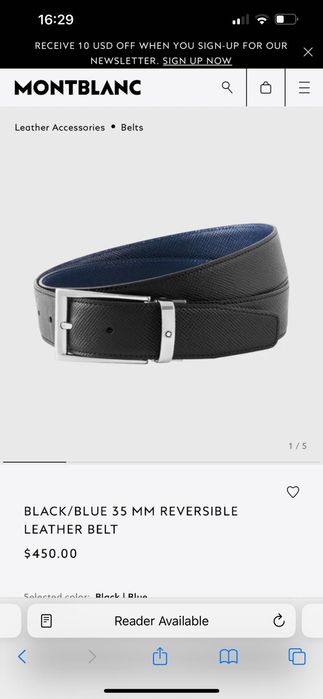 curea Montblanc 118438 reversibila negru albastru