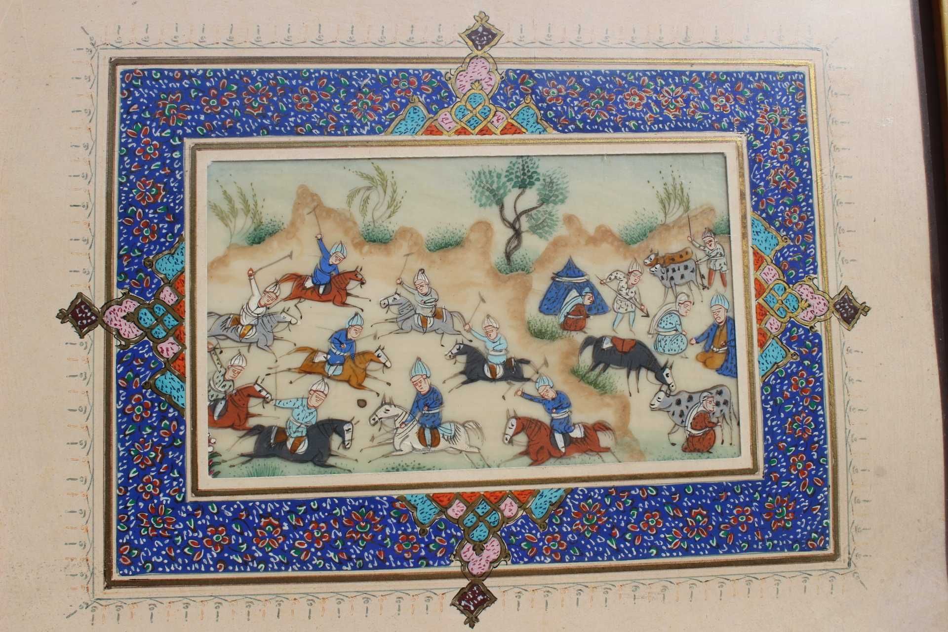 Piesa de colectie PERSIA prima parte secol 20, Vanatoare pe cai