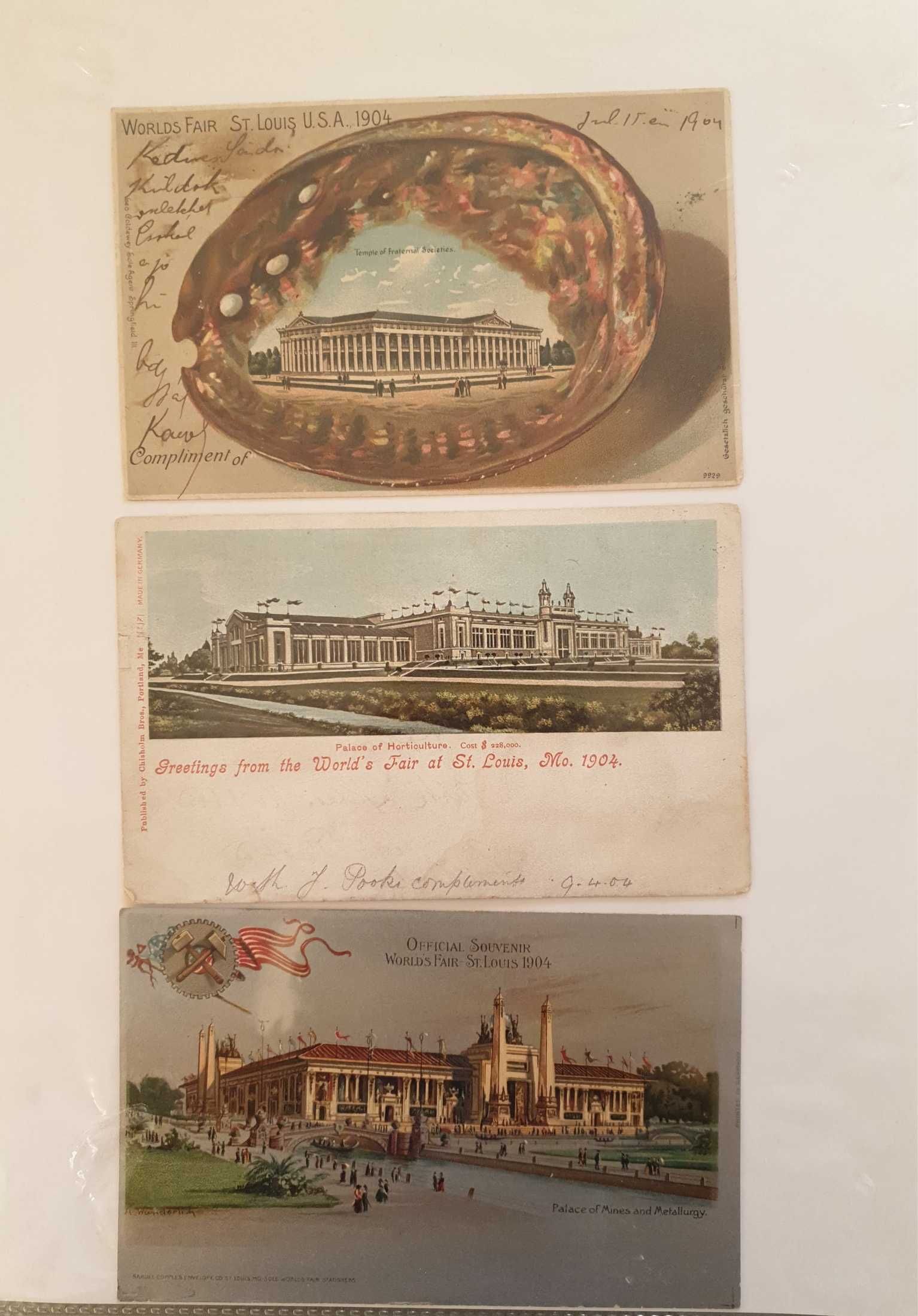 Colectie de carti postale cu timbre Worlds Fair St. Louis 1904