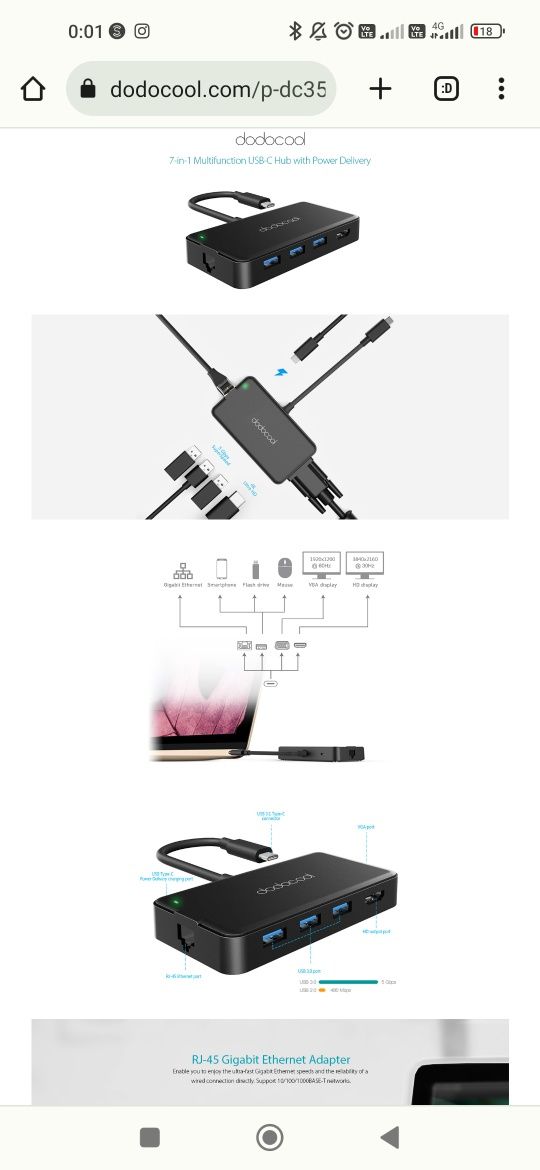 Hub USB-C multifuncțional 7-în-1