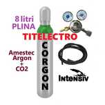 Butelie tub corgon Argon+CO2 8L PLINA + reductor + furtun gaz