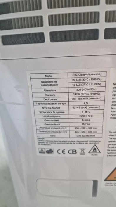 Dezumidificator si purific AlecoAir D23 CLASSY, Wi-Fi, Functie Uscare