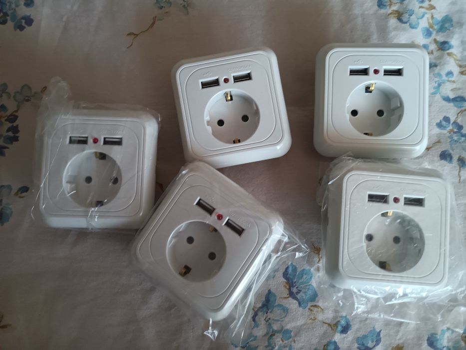 Нови шуко контакти с 2хUSB-A 5V-2400mA