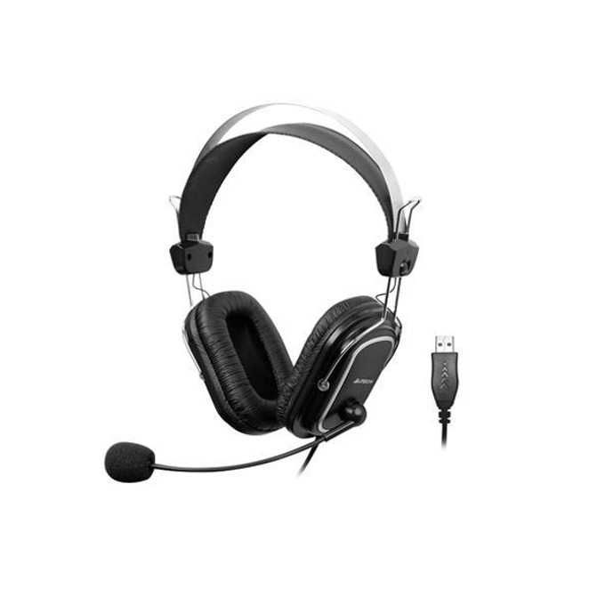 Слушалки A4Tech HU-50, микрофон, контрол на звука, USB, черни