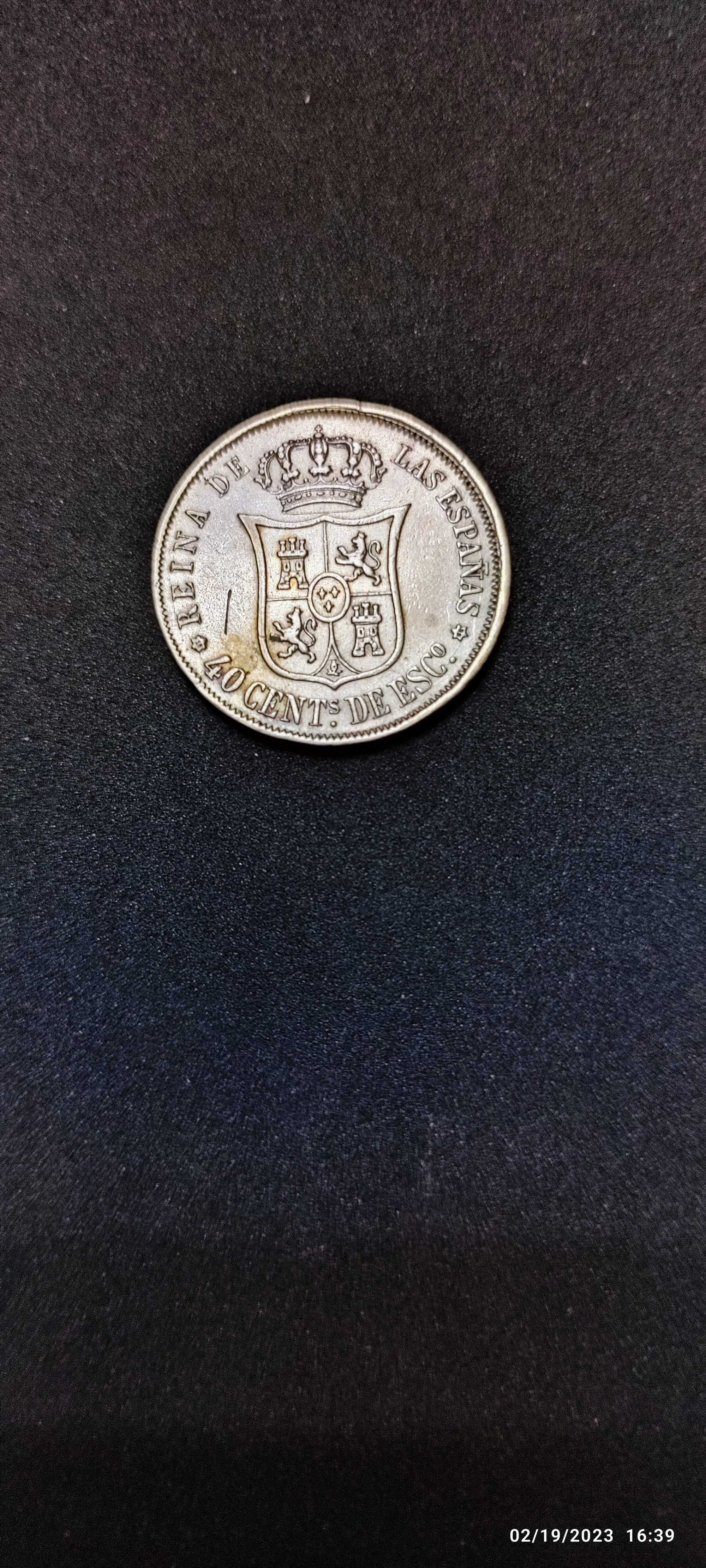 Moneda argint 40 Centimos, SPANIA, 1868