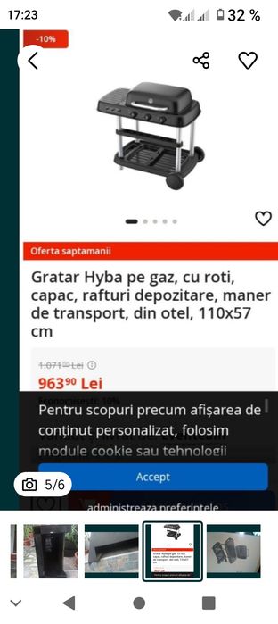 vând grătar pe gaz weber