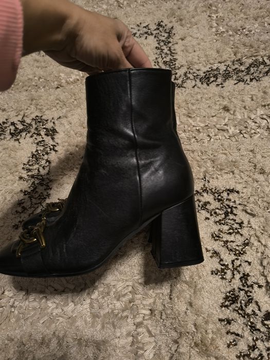 Черни дамски елегантни боти естествена кожа, италиански