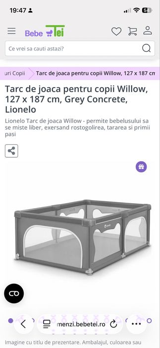 Tarc de joaca pentru copii Willow, 127 x 187 cm