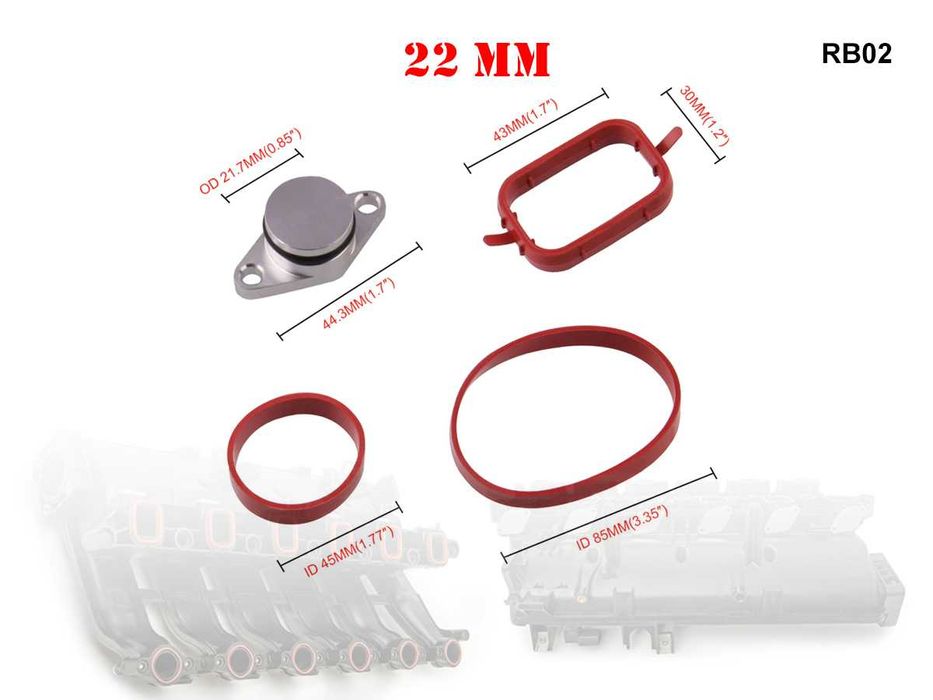 Kit Set Dopuri Anulare Clapete Admisie Toppinguri BMW 32 22 mm