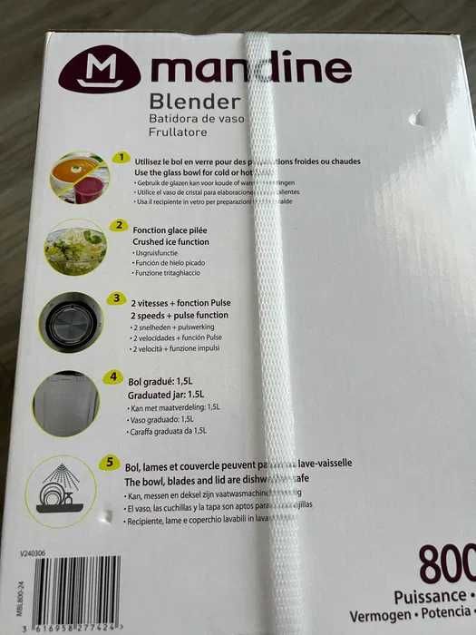 Blender Mandine MBL800-24 cu 2+1 viteze, de 1.5L si 800W, SIGILAT
